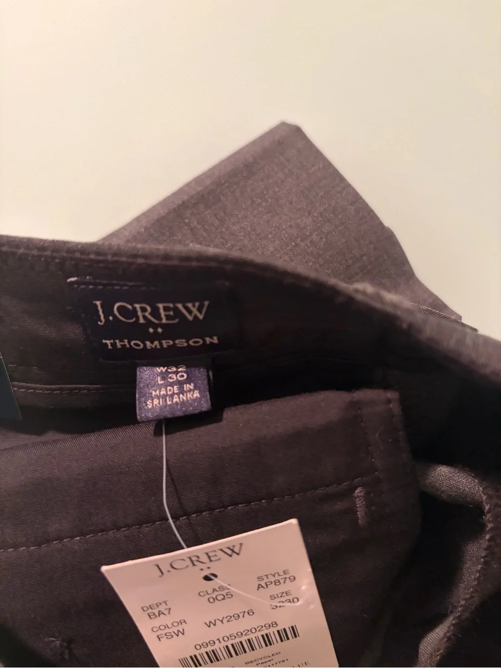 J.Crew Thompson Men's Dress Pants in Charcoal Gray